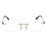 BMW Gold Men Glasses Frame in rimless rectangle style with titanium material and demo lenses.