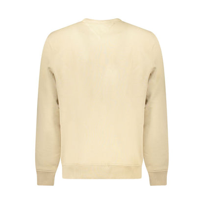 Tommy Hilfiger Beige Cotton Men Sweater, back view showcasing classic design and eco-friendly material.