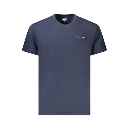 Tommy Hilfiger Blue Cotton Men T-Shirt showcasing logo on chest, eco-friendly design, perfect for stylish casual wear.