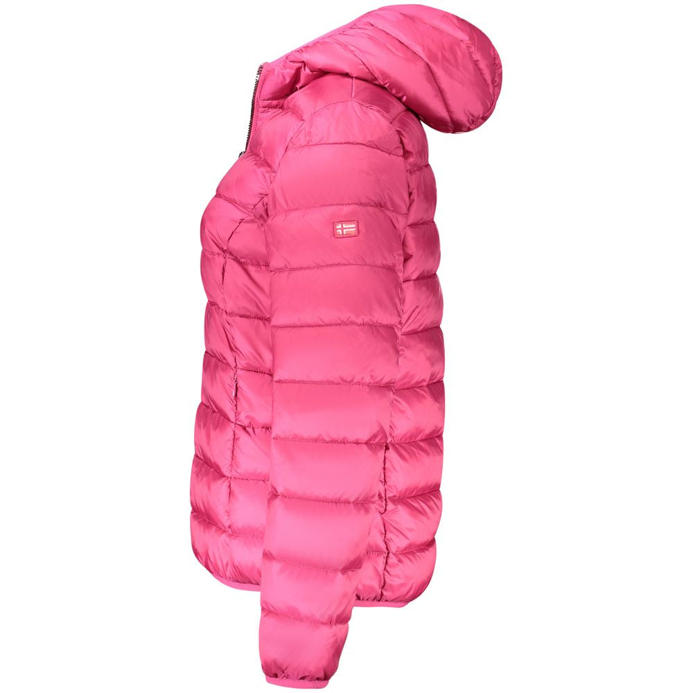 Norway 1963 Pink Polyamide Women Jacket with hood and external pockets in bold pink