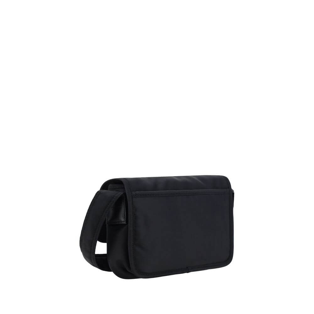 Back view of the Saint Laurent Black Polyamide Shoulder Bag with adjustable strap and back pocket.
