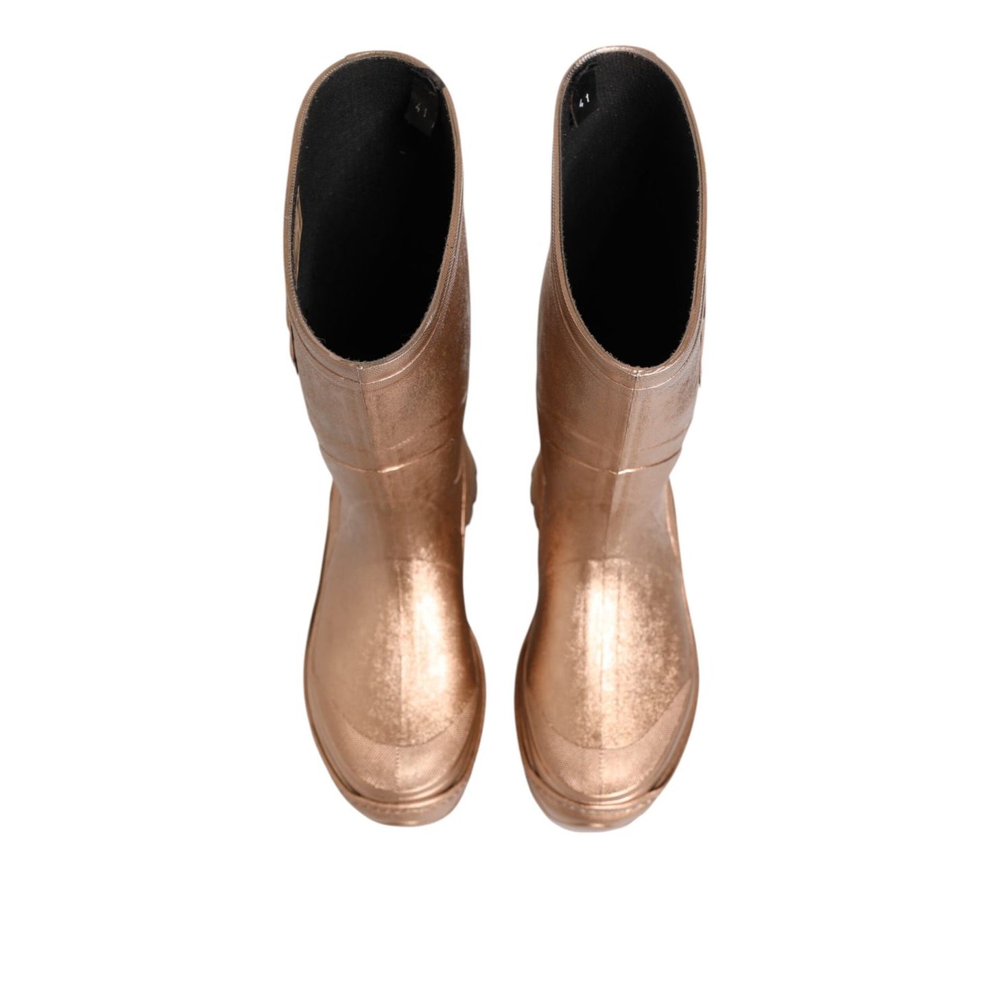 Dolce & Gabbana Rose Gold Rubber Pull On Rain Boots Shoes