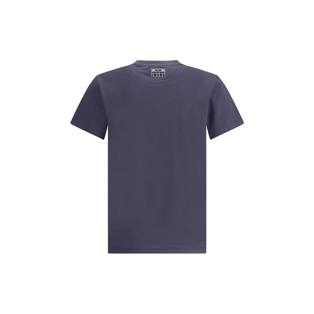 Fendi Blue Cotton T-Shirt with ribbed crew neck and iconic printed logo, made from soft cotton for a casual yet strong character.