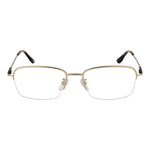BMW Gold Men Glasses Frame, titanium half-rim with demo lenses, 56-18-145 size, rectangular style, branded case included.