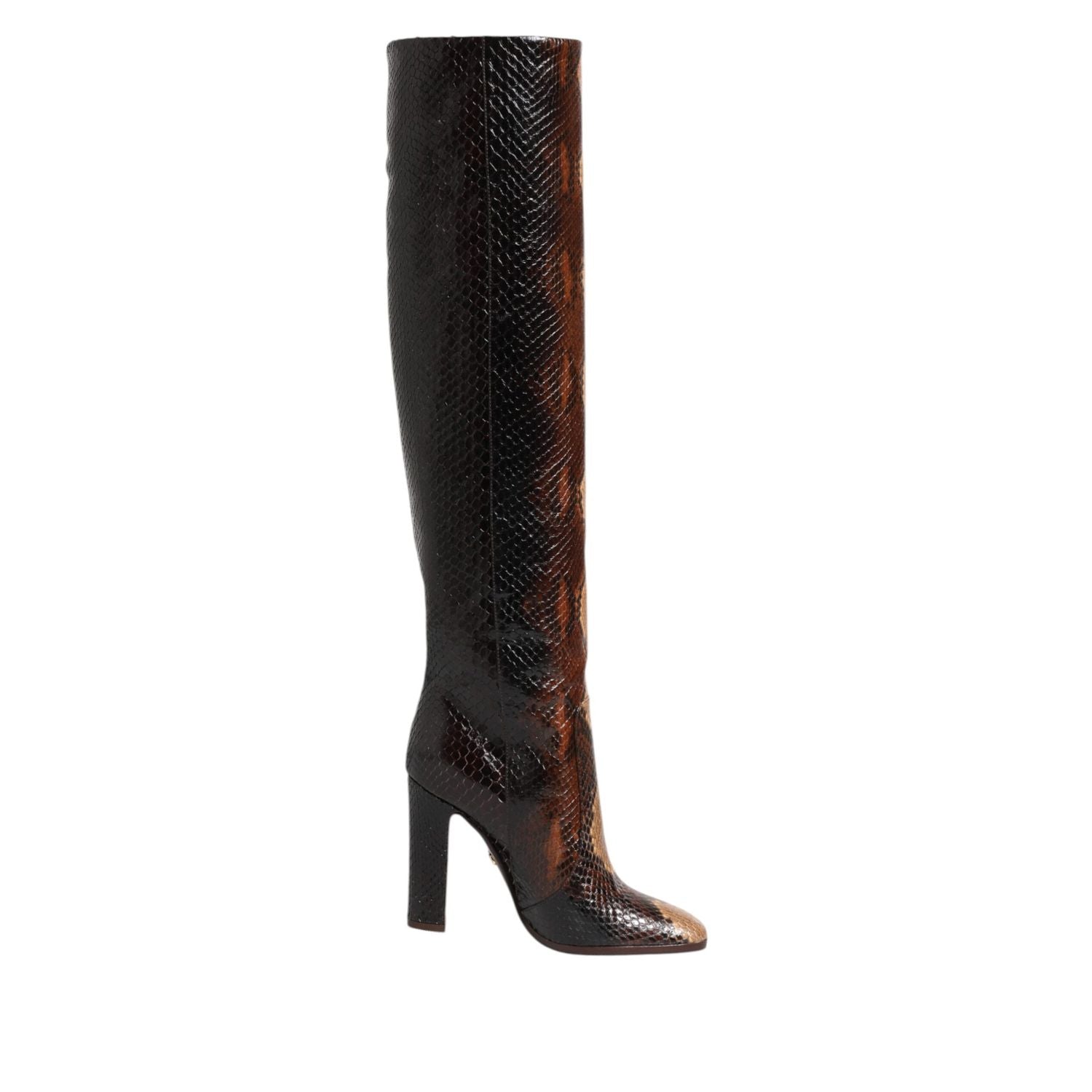 Dolce & Gabbana Brown Python Snakeskin Print Riding Boots Shoes