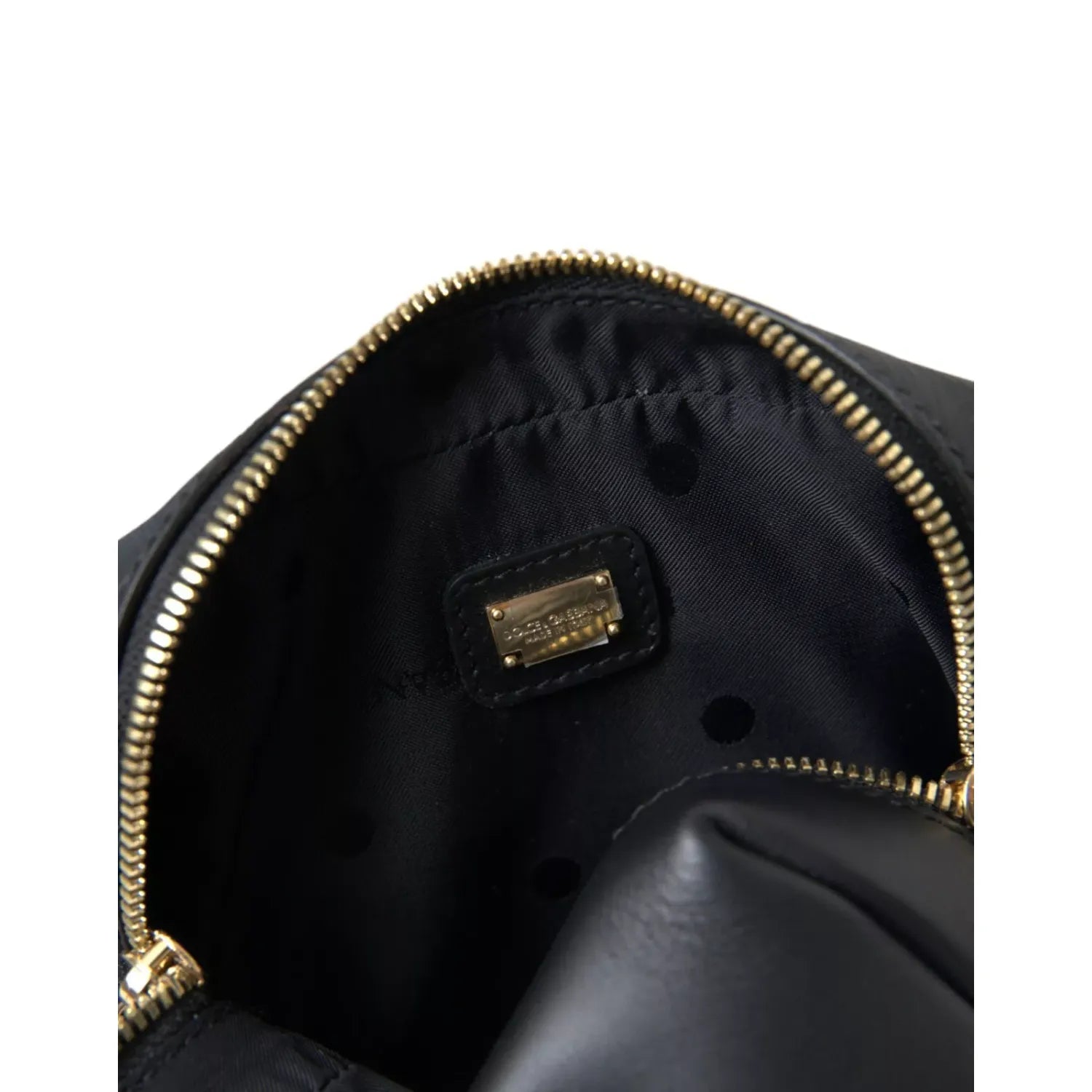 Dolce & Gabbana Black Calfskin Leather Double Waist Belt Fanny Pack Bag