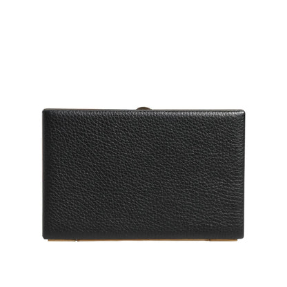 Dolce & Gabbana Black Leather Gold Frame Clutch Evening Party Purse Bag