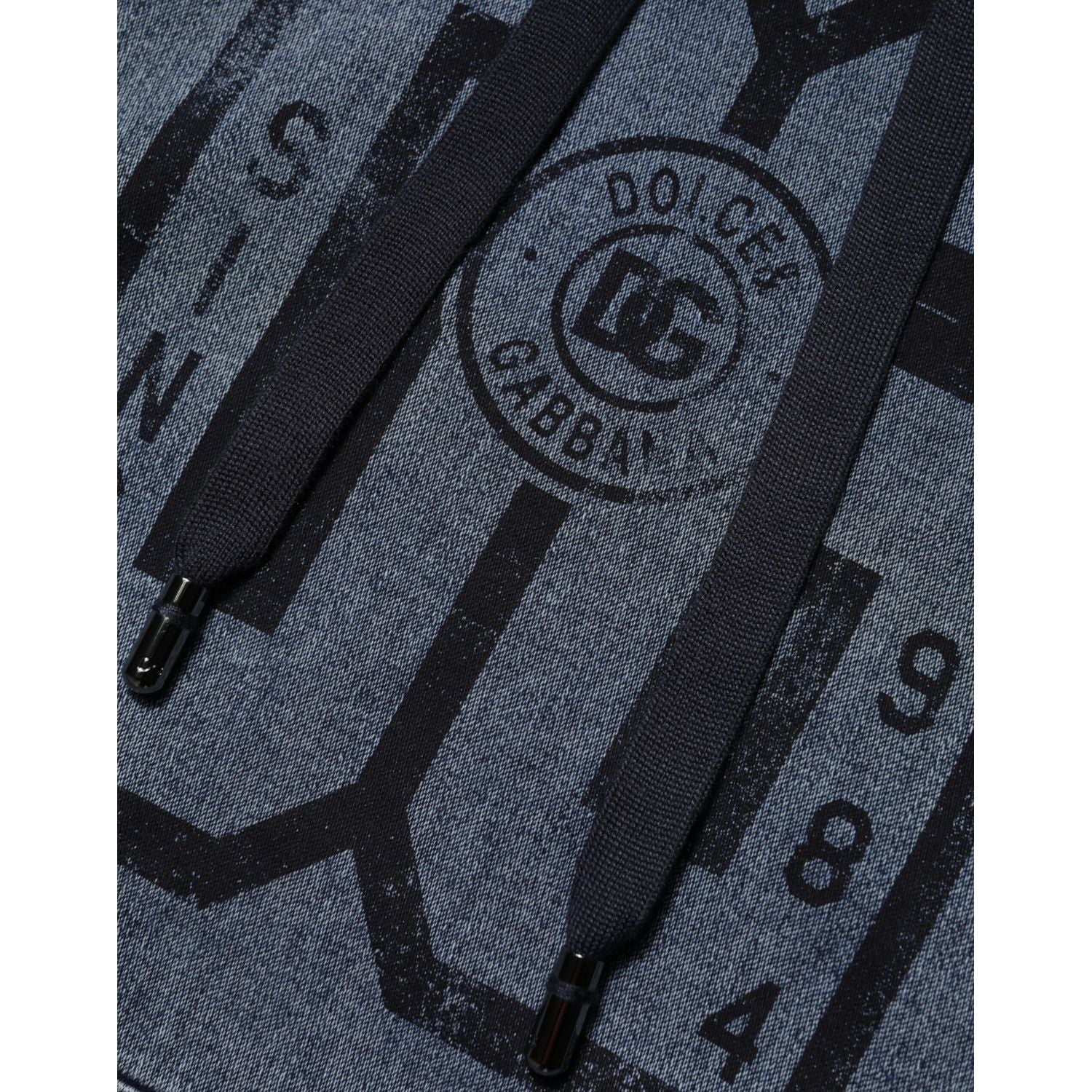 Dolce & Gabbana Blue Cotton Blend Hooded Sweatshirt Sweater