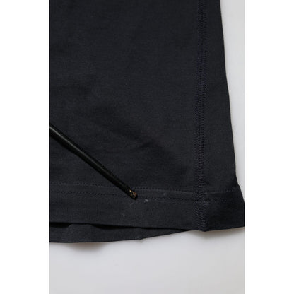 Dolce & Gabbana Dark Blue Logo Plaque Cotton Crewneck T-shirt