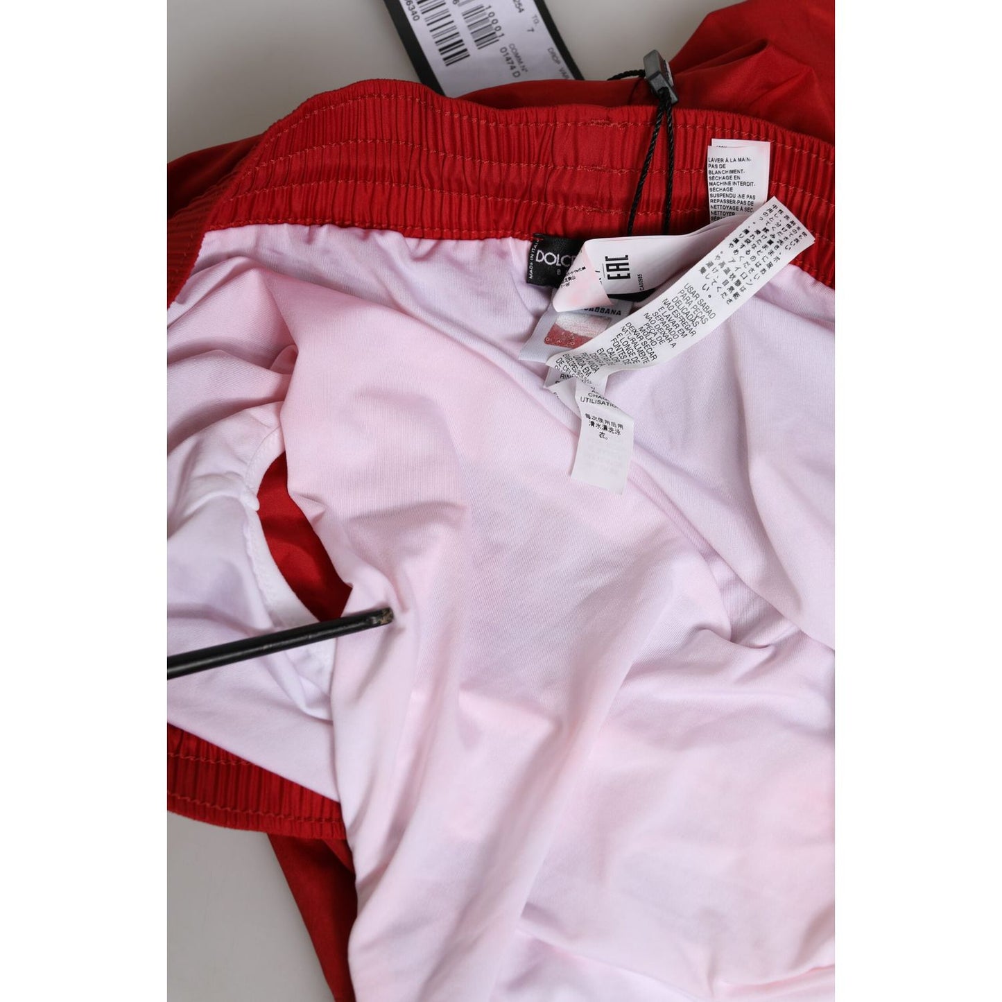 Dolce & Gabbana Red Drawstring Beachwear Shorts Swimwear