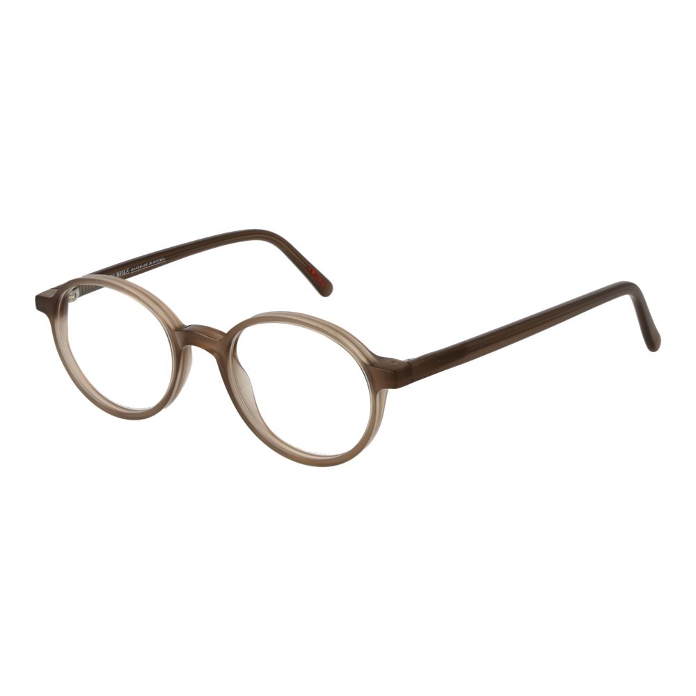 Andy Wolf Beige Unisex Glasses Frame with full-rim acetate design in oval shape, featuring 48-18-140 sizing and demo lenses.