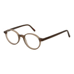 Andy Wolf Beige Unisex Glasses Frame with full-rim acetate design in oval shape, featuring 48-18-140 sizing and demo lenses.