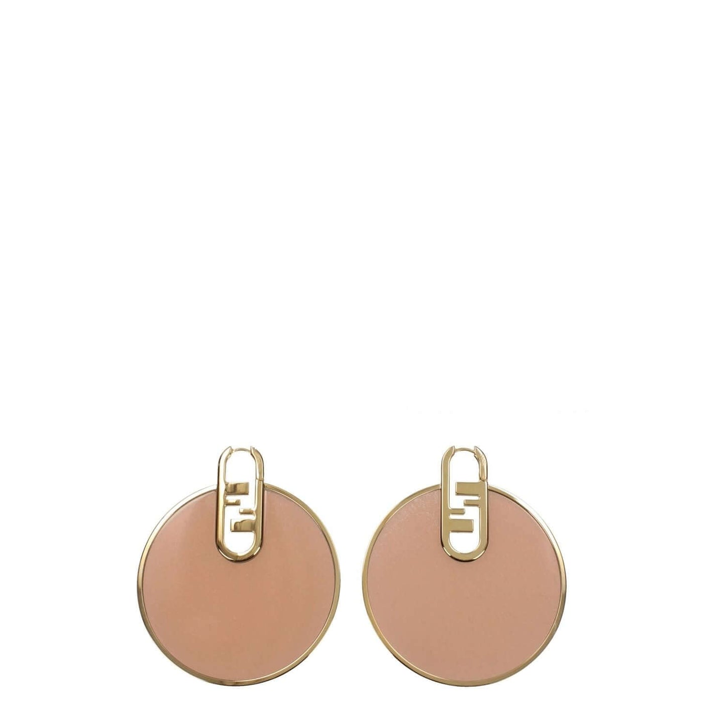 Fendi Pink Plexiglass Earrings with gold logo and hook closure, casual style, 6 cm length, made of metal and plexiglass.