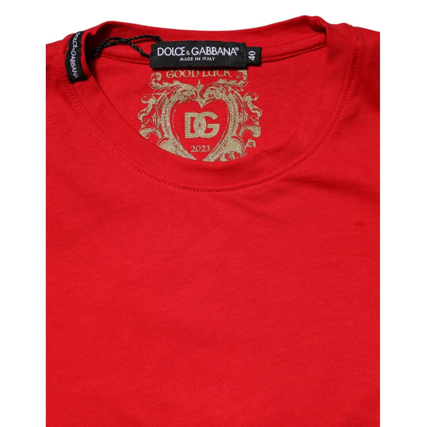 Dolce & Gabbana Red Crew Neck Short Sleeves Tee T-shirt