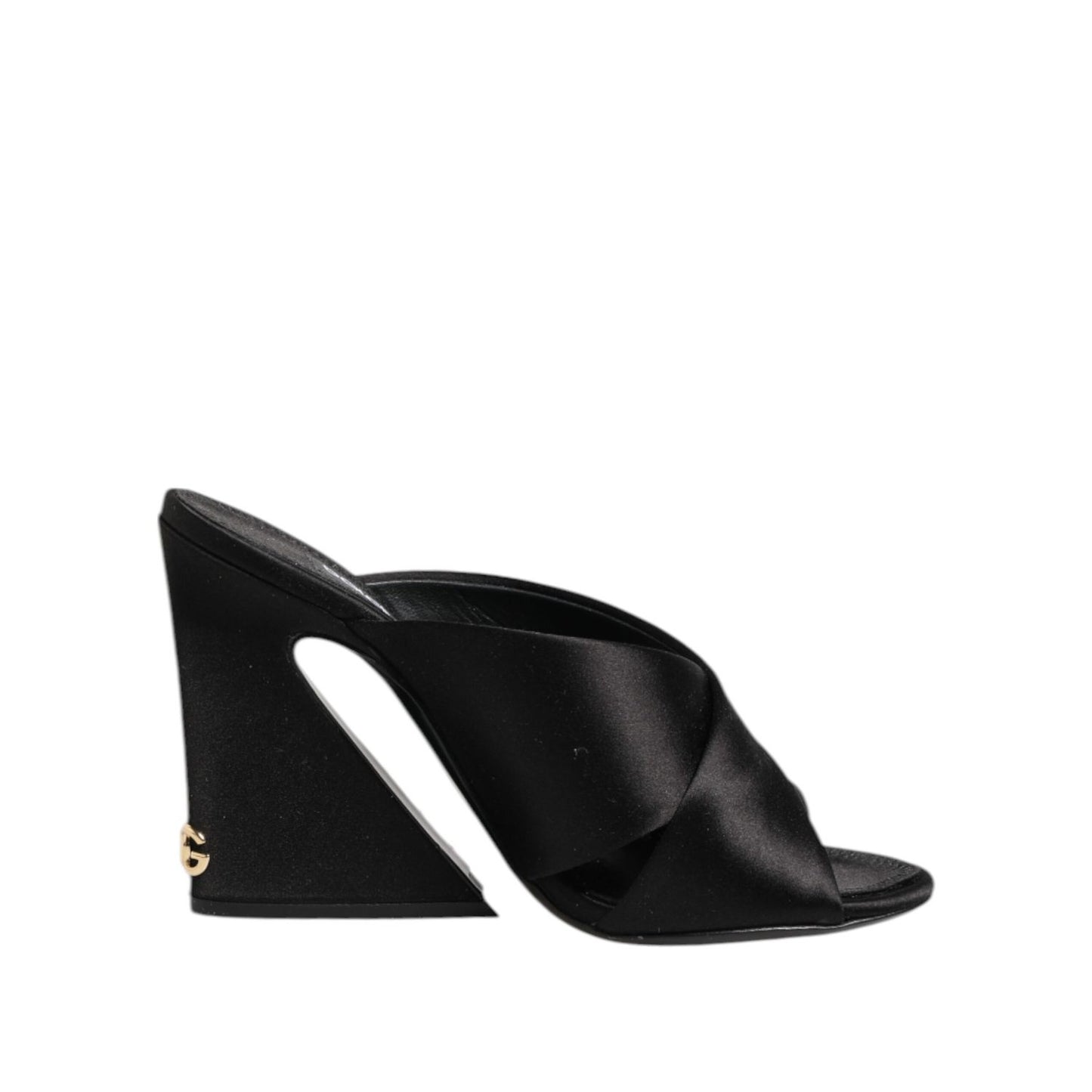 Dolce & Gabbana Black Logo KEIRA Satin Slides Sandals Shoes