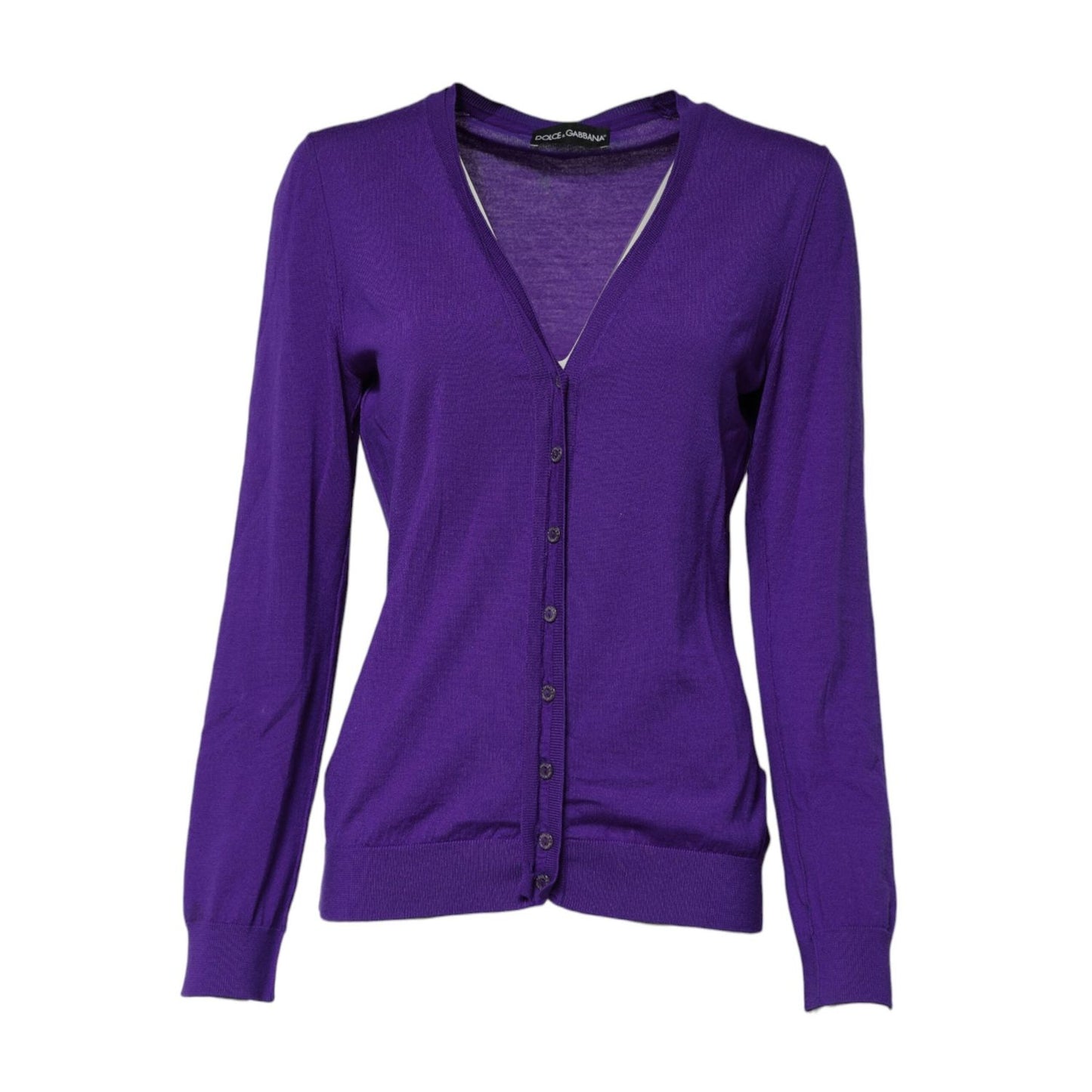 Dolce & Gabbana Purple Wool Knit V-neck Cardigan Sweater TSH90727-46