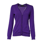 Dolce & Gabbana Purple Wool Knit V-neck Cardigan Sweater TSH90727-46
