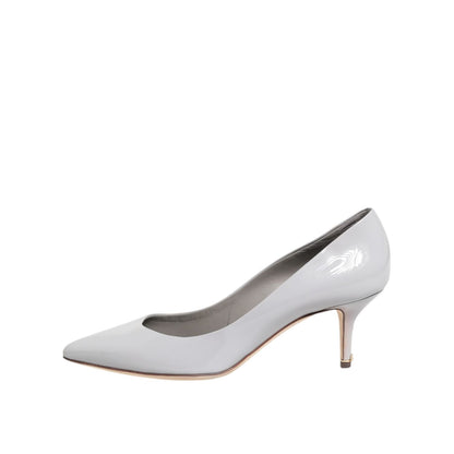 Dolce & Gabbana Light Gray Leather Kitten Heels Pumps Shoes