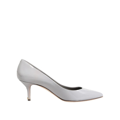 Dolce & Gabbana Light Gray Leather Kitten Heels Pumps Shoes