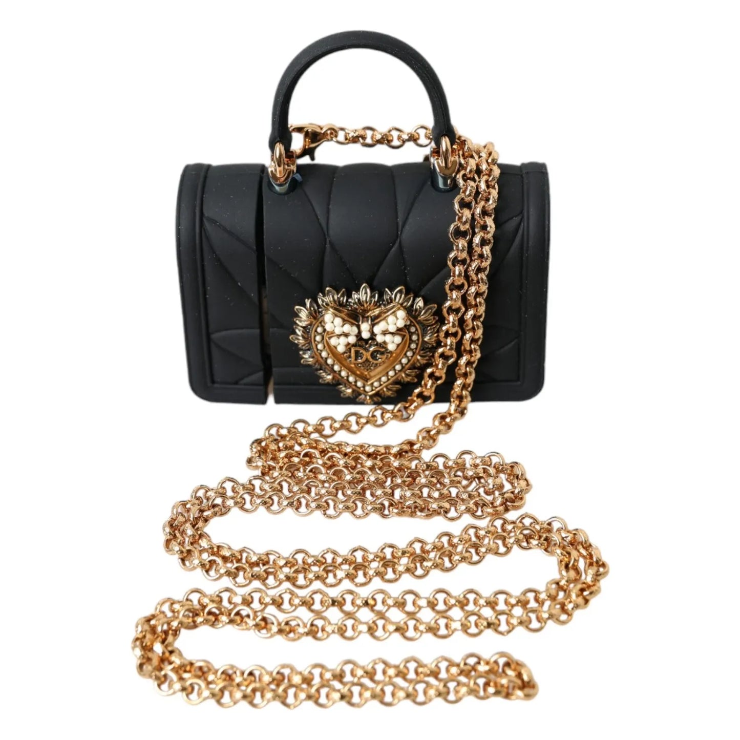 Dolce & Gabbana Case Black Silicone Devotion Heart Cover Hand Bag Airpod