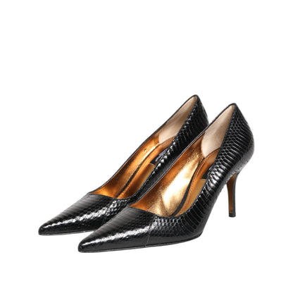 Dolce & Gabbana Black Exotic Leather Stiletto Pumps Shoes