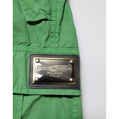 Dolce & Gabbana Green Cotton High Waist Cargo Trouser Pants