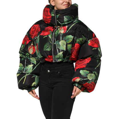 Dolce & Gabbana Multicolor Floral Puffer Coat Full Zip Jacket