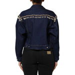 Dolce & Gabbana Blue Cotton Denim Crystal Embellished Jacket JKT41507-38
