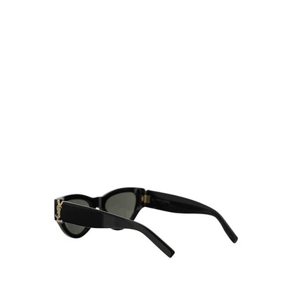 Saint Laurent Black Acetate Sunglasses with cat-eye shape and gold logo for elegant style