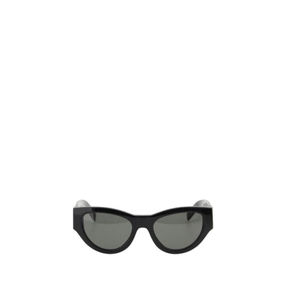 Saint Laurent Black Acetate Sunglasses with cat-eye shape and gold logo for a vintage yet contemporary look.