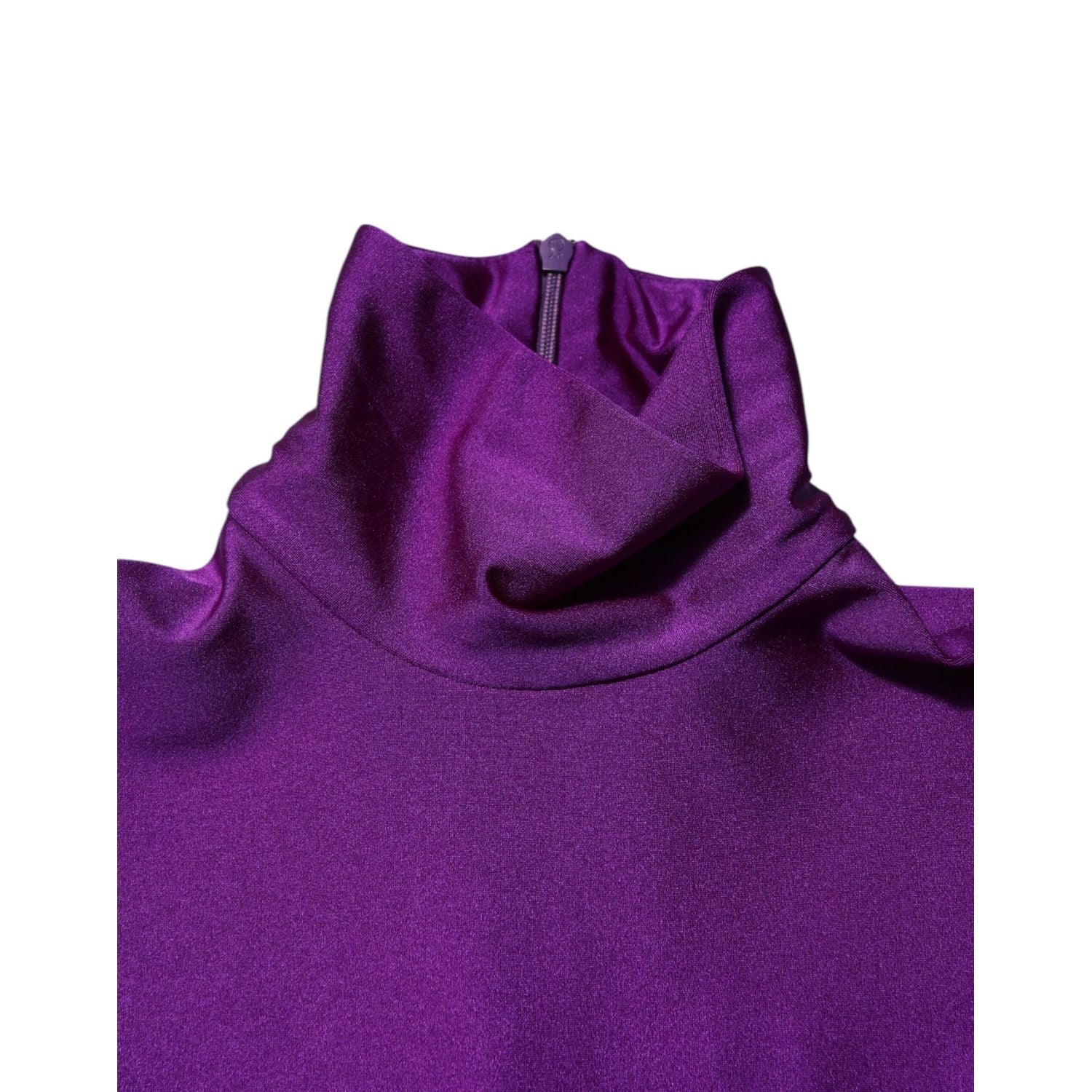 Dolce & Gabbana Purple Nylon Turtleneck Bodycon Jumpsuit Dress