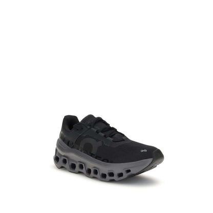 ON Black Polyester Athletic Sneakers with perforated sole for cushioning and support.