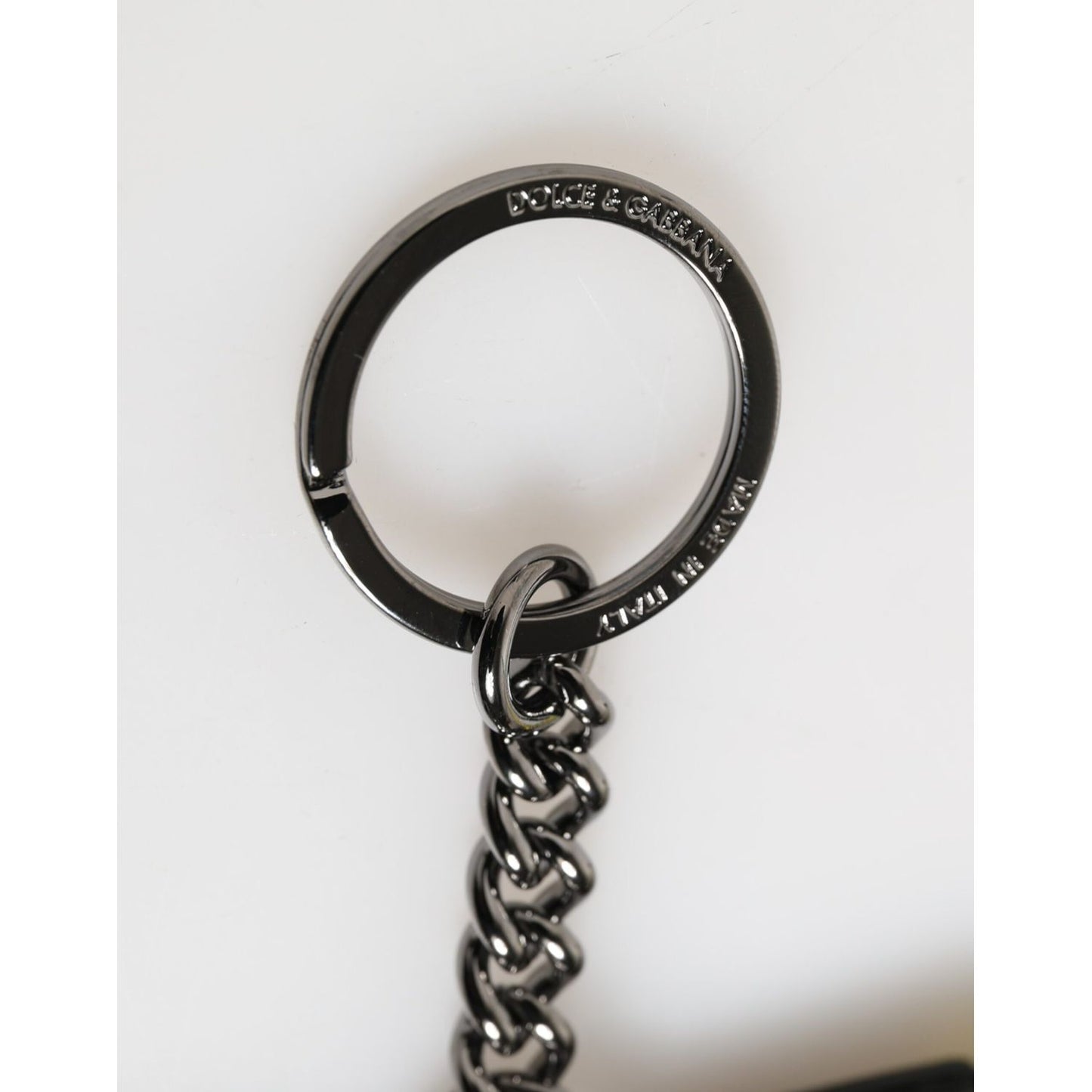 Dolce & Gabbana Yellow Logo Nylon Silver Brass Holder Keychain Keyring