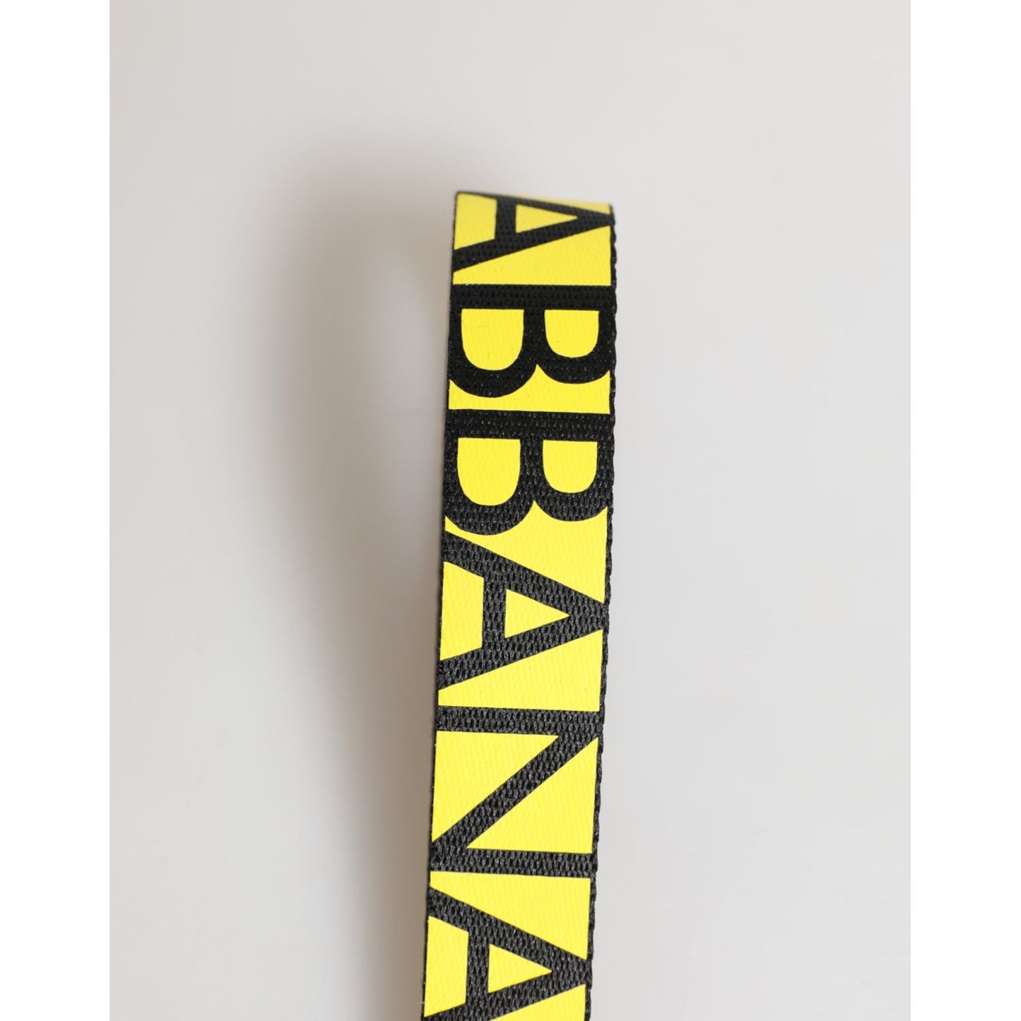 Dolce & Gabbana Yellow Logo Nylon Silver Brass Holder Keychain Keyring