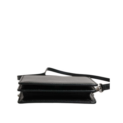 Dolce & Gabbana Black Leather Bifold Card Holder Crossbody Men Borse Bag