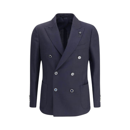 Lardini Blue Fleece Wool Blazer