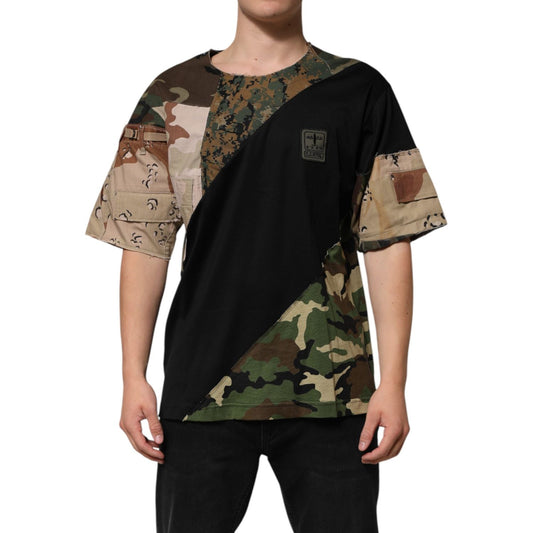 Dolce & Gabbana Multicolor Patchwork Cotton CrewNeck T-shirt TSH90593-48