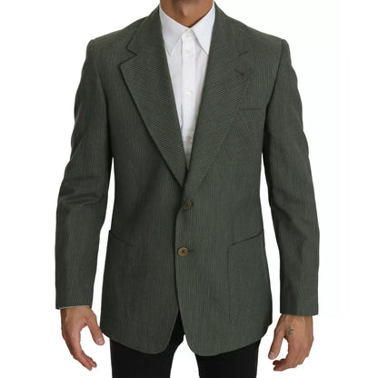 Romeo Gigli Green Linen Blazer One Piece Single Breasted Jacket