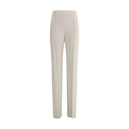 Giorgio Armani Gray Viscose Casual Pants with high waist and vertical seams for a modern, sporty look, featuring side pockets and zip.