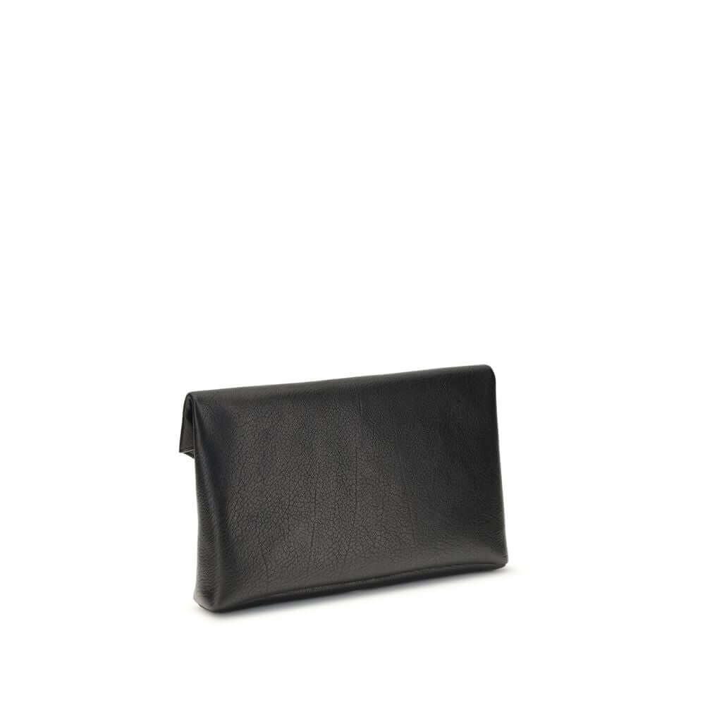 Saint Laurent Black Calf Leather Bos Taurus Clutch Bag, back view, showcasing sleek design and premium leather craftsmanship.
