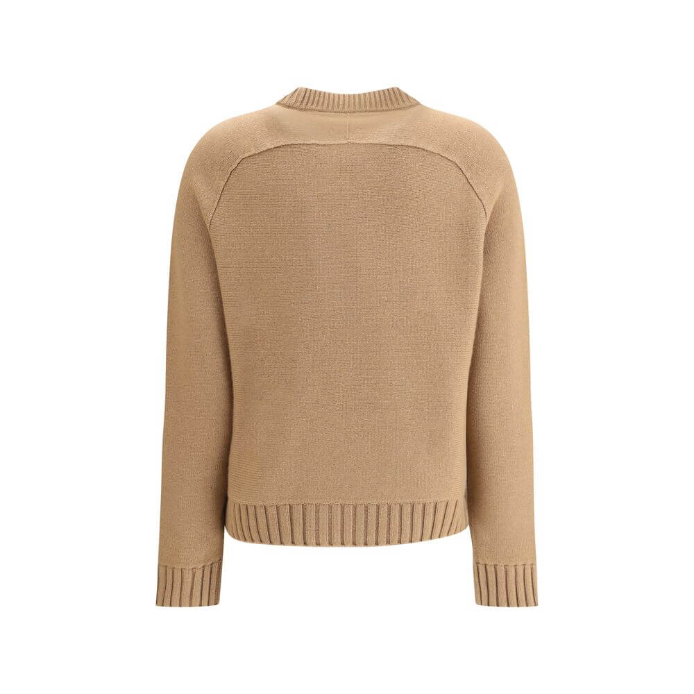 Back view of Gucci Beige Wool Sweatshirt featuring ribbed hem and cuffs, crafted from premium wool and cashmere for AW25 collection.
