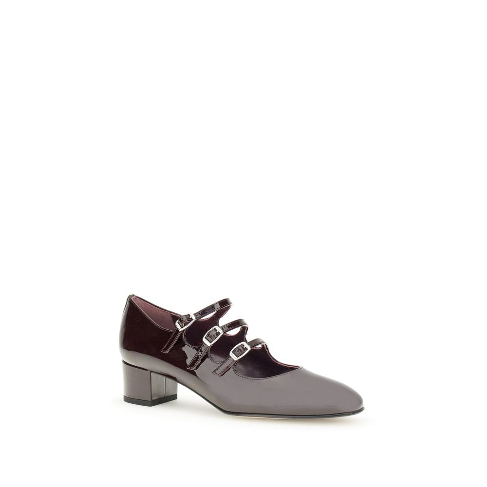 Carel Paris Brown Leather Mid Heel Pumps