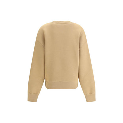 Back view of Ami Paris Beige Cotton Sweatshirt with tone-on-tone embroidery for casual, contemporary look.