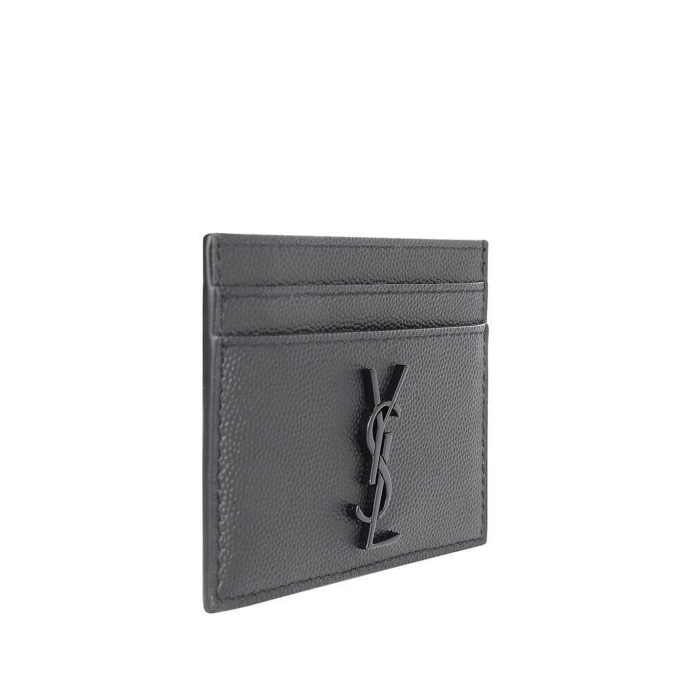 Saint Laurent Gray Calf Leather Bos Taurus Wallet with card slots and embossed logo, AW25 collection, 100% calf leather.