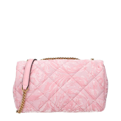 Versace Pink Fabric Shoulder Bag, featuring quilted design with chain strap, model 10133521A159111P56V, code F84028.
