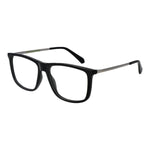 Polaroid Black Men Glasses Frame, full-rim rectangular polyester frame, black color, 55-0-145 size, with demo plastic lenses.