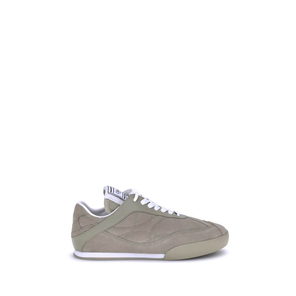 Chloé Beige Calf Leather Bos Taurus Low Top Sneakers with suede details and lace-up closure.