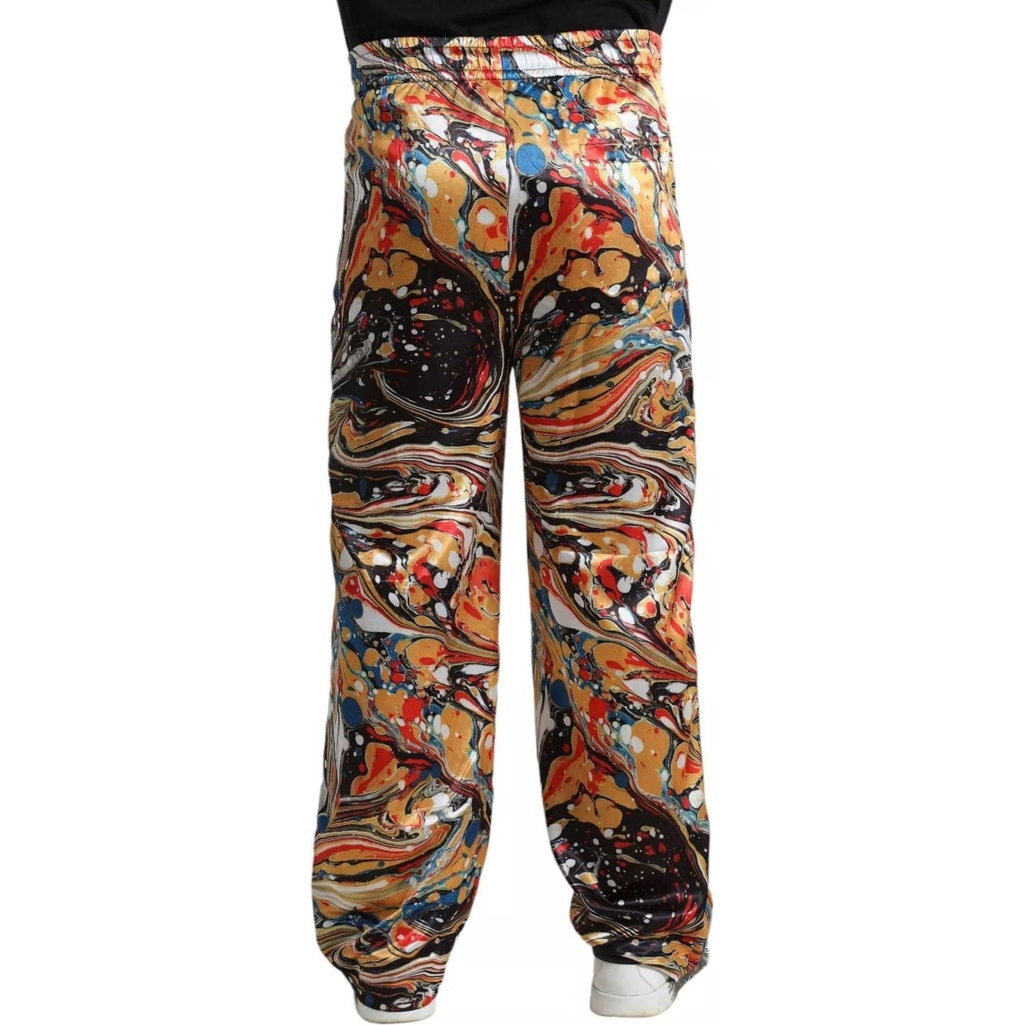 Dolce & Gabbana Multicolor Marble Print Satin Trouser Pants PAN74868
