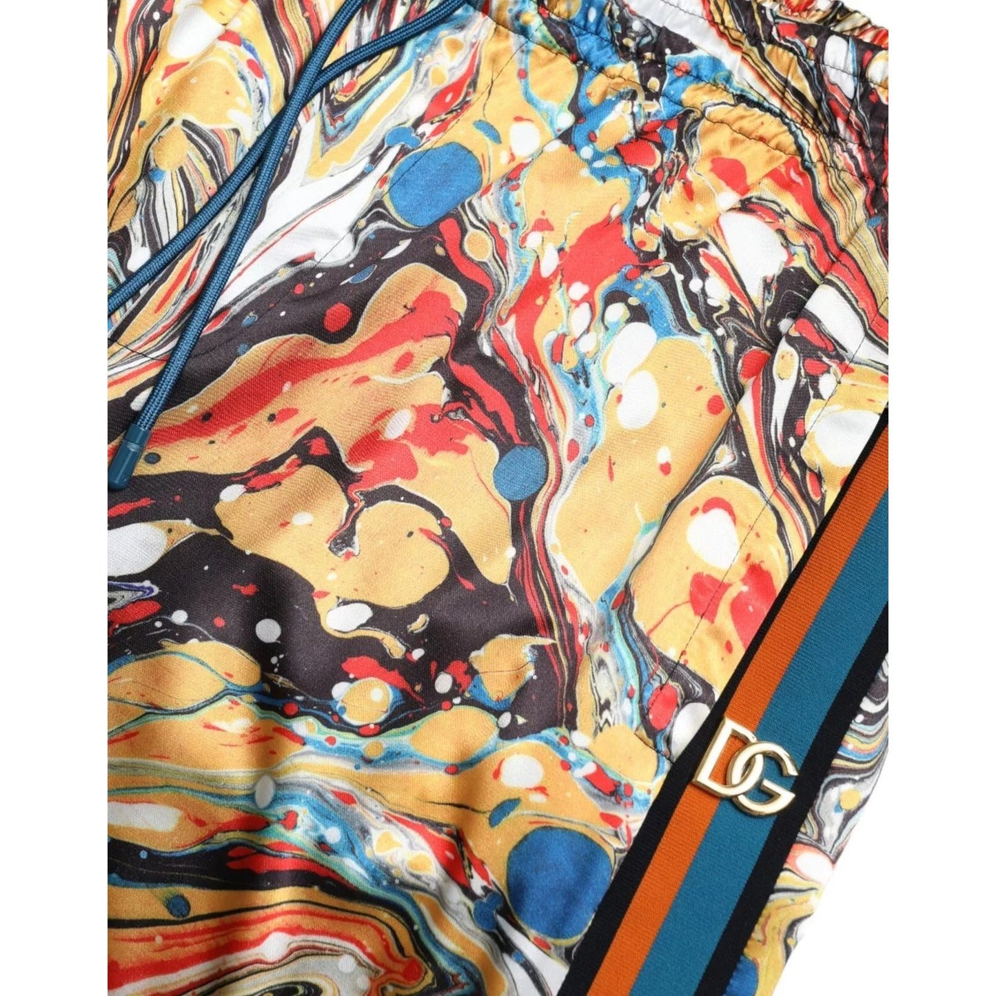 Dolce & Gabbana Multicolor Marble Print Satin Trouser Pants PAN74868