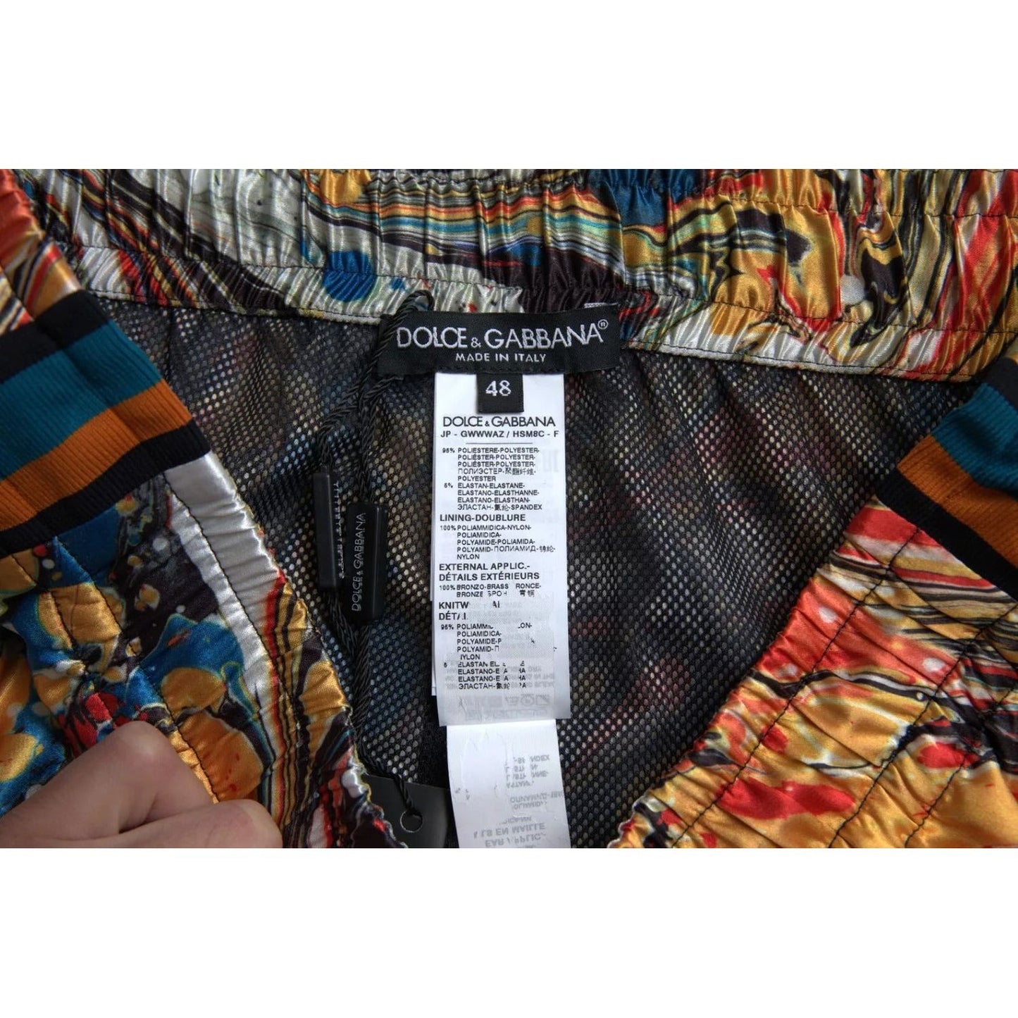 Dolce & Gabbana Multicolor Marble Print Satin Trouser Pants PAN74868